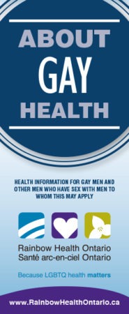 brochure cover with text "About Gay health"